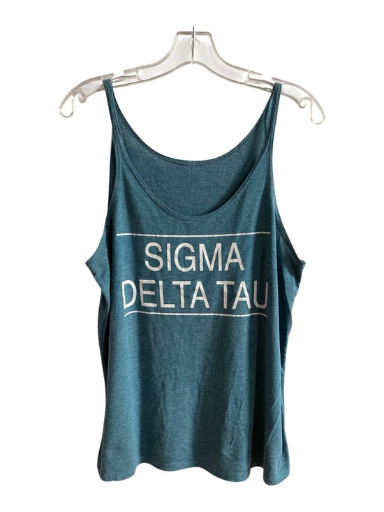 No brand Tops - Sigma Delta Tau Teal Indie Sleaze Blocette Tank Collegiate Prep Top